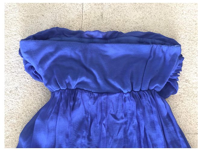 Autre Marque blaues trägerloses Chiffonkleid Größe One oder S-M  (36 BEIM 40) - Ansicht 6