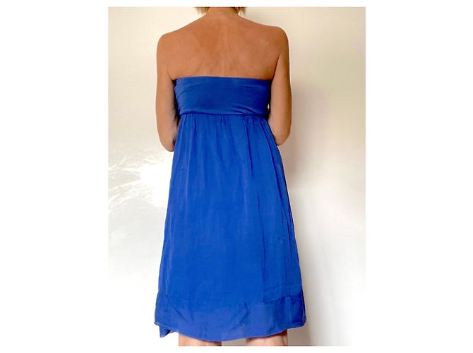Autre Marque blaues trägerloses Chiffonkleid Größe One oder S-M  (36 BEIM 40) - Ansicht 8