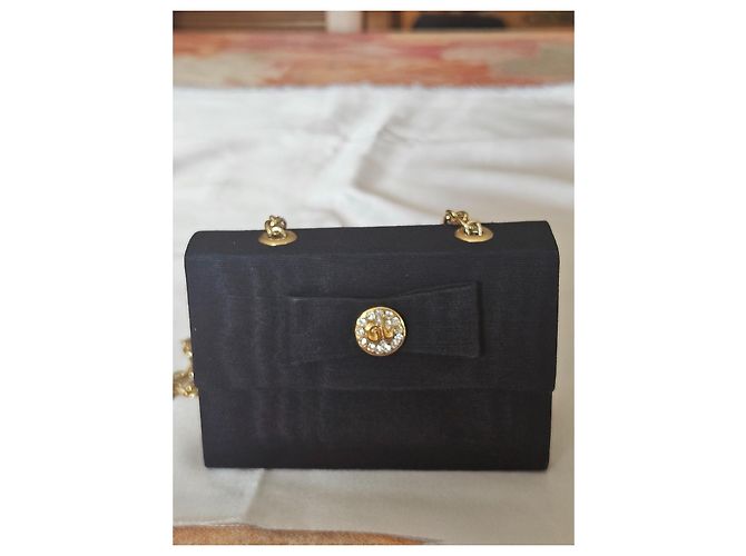 Borsa a tracolla piccola Guy Laroche in tessuto moiré blu navy - vista 3