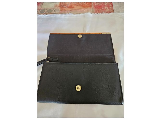 Autre Marque Pochette Atmosphere in pelle nera Nero - vista 5