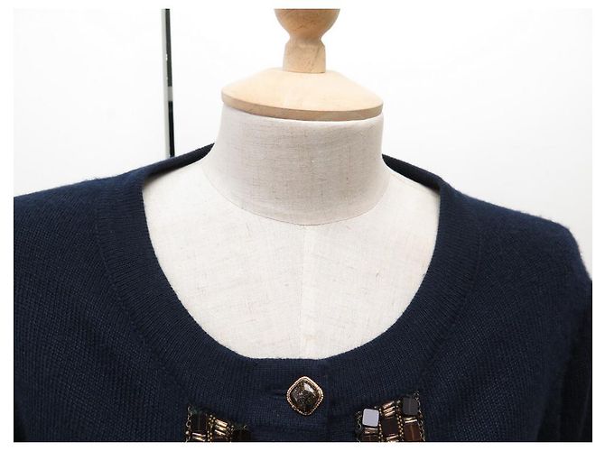 CHANEL JACKEN-CARDIGAN ORNE PARIS-BYZANCE P41690K03132 S 36 KASCHMIRWESTE Marineblau - Ansicht 2
