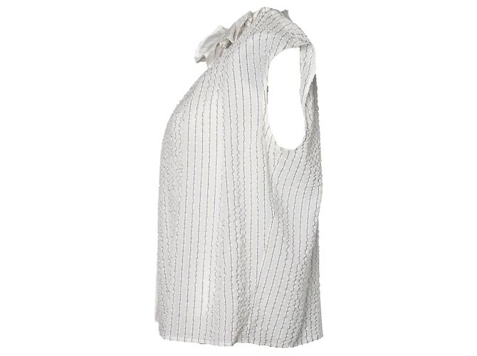 Nina Ricci, top de seda plisado a rayas diplomáticas Blanco - vista 2