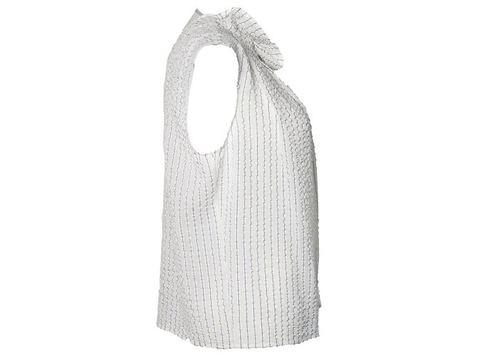 Nina Ricci, top de seda plisado a rayas diplomáticas Blanco - vista 4