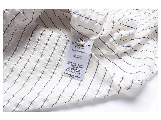 Nina Ricci, top de seda plisado a rayas diplomáticas Blanco - vista 5
