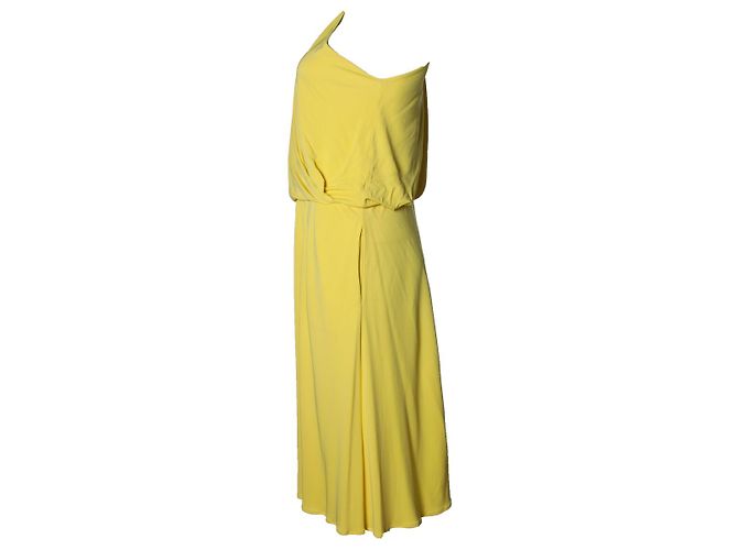Autre Marque LANVIN, vestido drapeado de un hombro en amarillo - vista 2