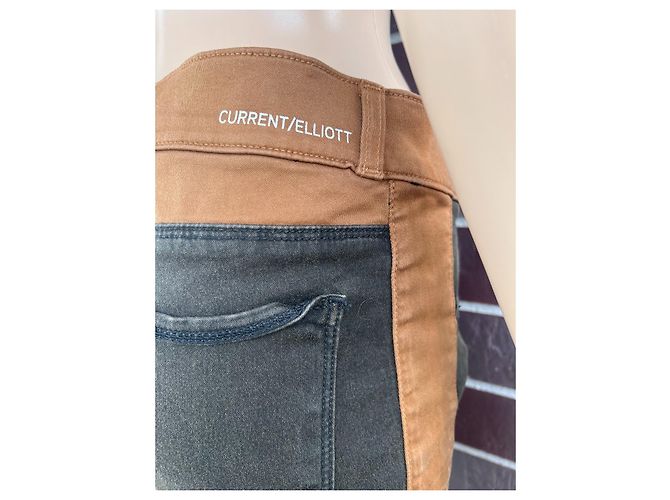 Jeans Current Elliott The Rider Leggings Marrón Miel Castaño - vista 3