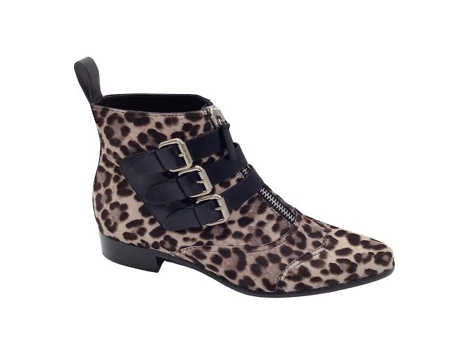 Tabitha Simmons Grey / Black Multi Leopard Printed Calf Hair Ankle Boots - view 2