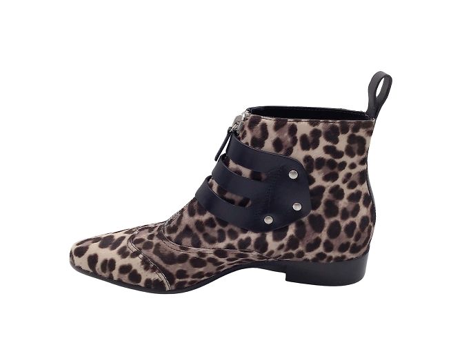 Tabitha Simmons Grey / Black Multi Leopard Printed Calf Hair Ankle Boots - view 3