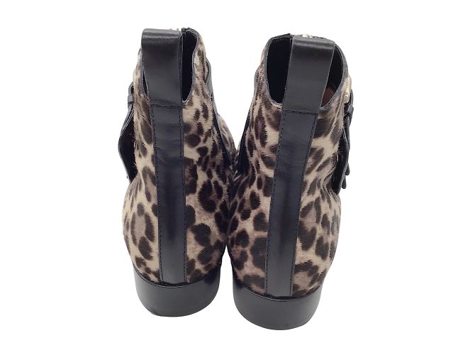 Tabitha Simmons Grey / Black Multi Leopard Printed Calf Hair Ankle Boots - view 6