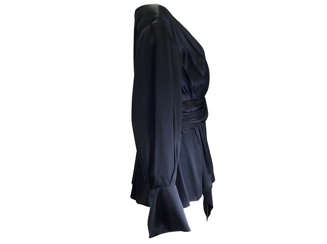 Prabal Gurung Blusa negra de seda con parte delantera retorcida Jimile Negro - vista 2