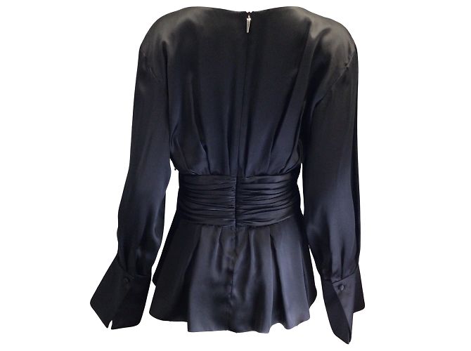 Prabal Gurung Blusa negra de seda con parte delantera retorcida Jimile Negro - vista 3
