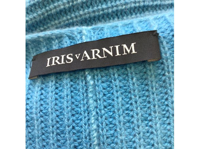 Iris von Arnim Maglione cardigan aperto in maglia a coste di cashmere blu di Iris Von Armin - vista 4
