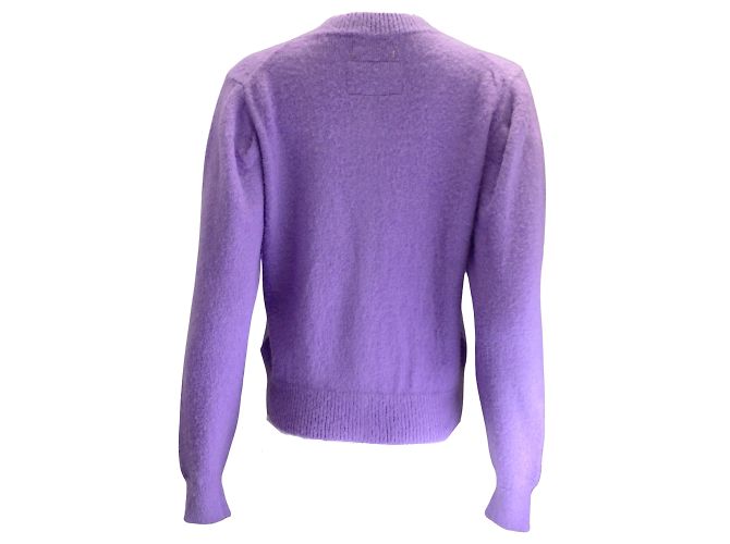 Muveil Roxo / Suéter cardigã de malha com botões e laço embelezado com cristal dourado - vista 3