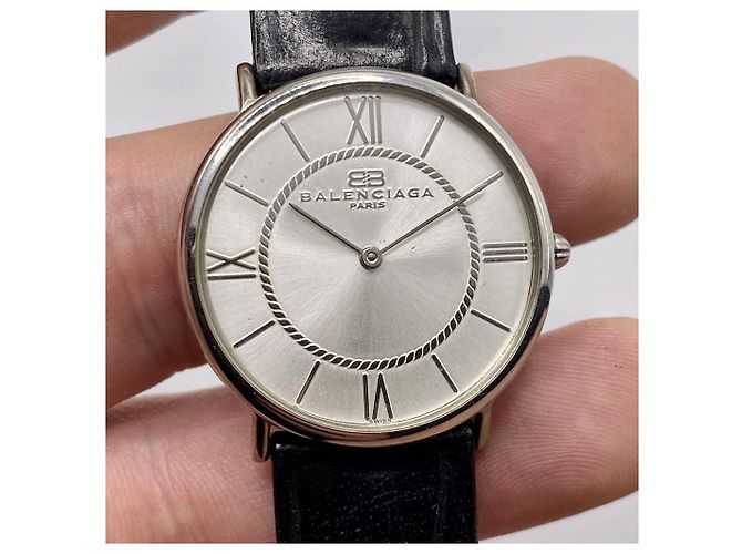 Balenciaga Silver Leather Quartz Watch Black Silvery - view 2