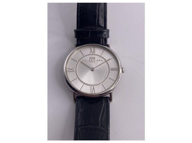 Balenciaga Silver Leather Quartz Watch Black Silvery - view 4