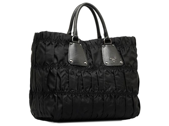 Borsa tote in tessuto Gaufre nera Prada Nero - vista 2