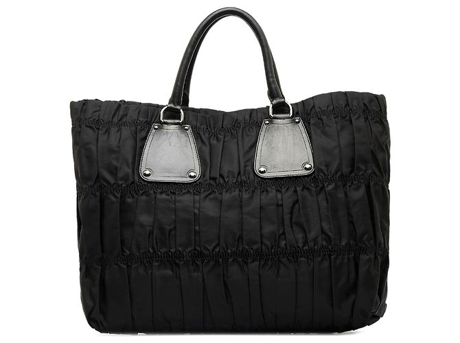 Borsa tote in tessuto Gaufre nera Prada Nero - vista 3