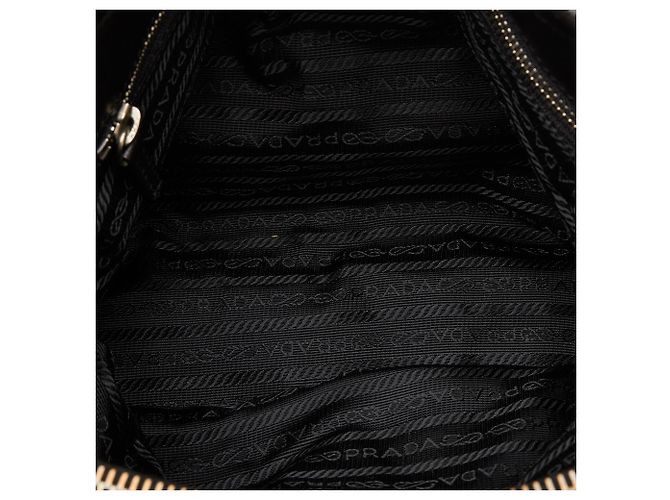 Borsa a tracolla a catena in tessuto nero Prada - vista 5