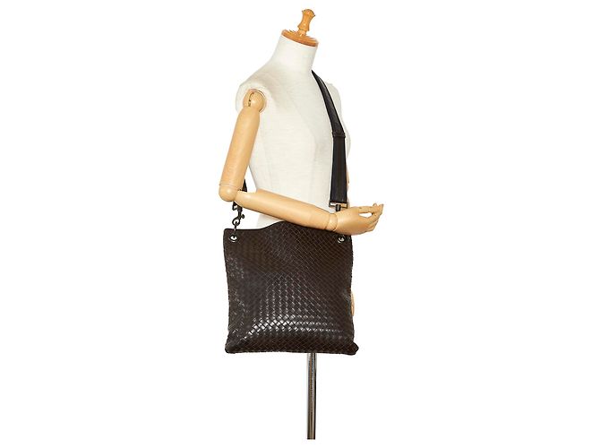 Bottega Veneta Borsa a Tracolla Marrone Intrecciato Marrone scuro - vista 11