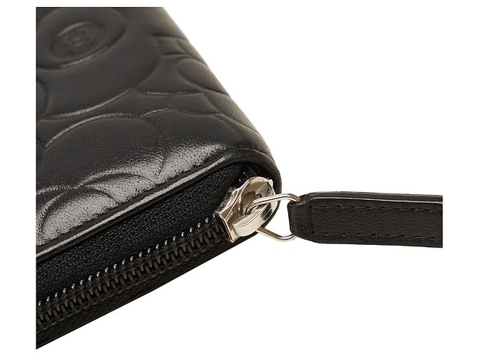 Portafoglio con cerniera Chanel Camelia nera Nero - vista 14