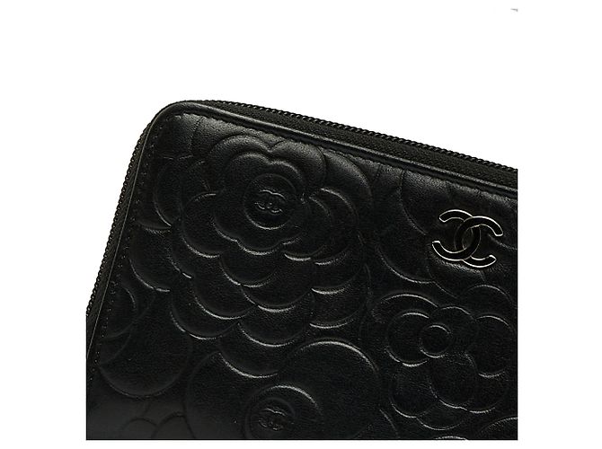 Portafoglio con cerniera Chanel Camelia nera Nero - vista 15