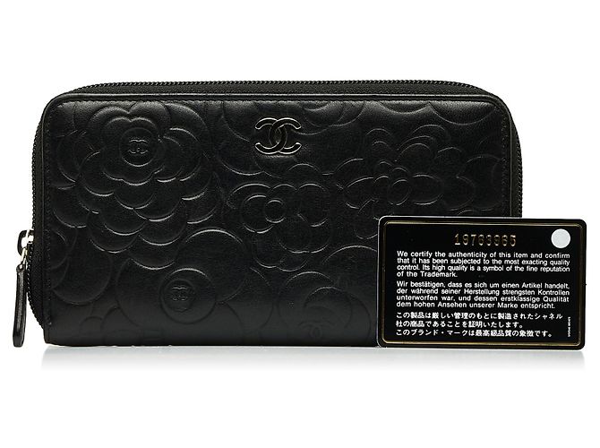 Portafoglio con cerniera Chanel Camelia nera Nero - vista 17