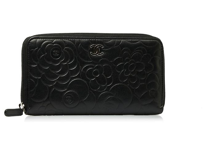 Portafoglio con cerniera Chanel Camelia nera Nero - vista 2
