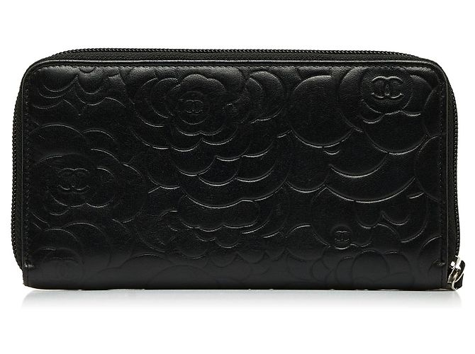 Portafoglio con cerniera Chanel Camelia nera Nero - vista 3