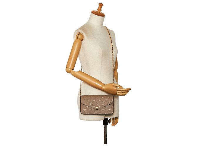 Pochette Felicie con monogramma marrone Louis Vuitton Cachi - vista 10