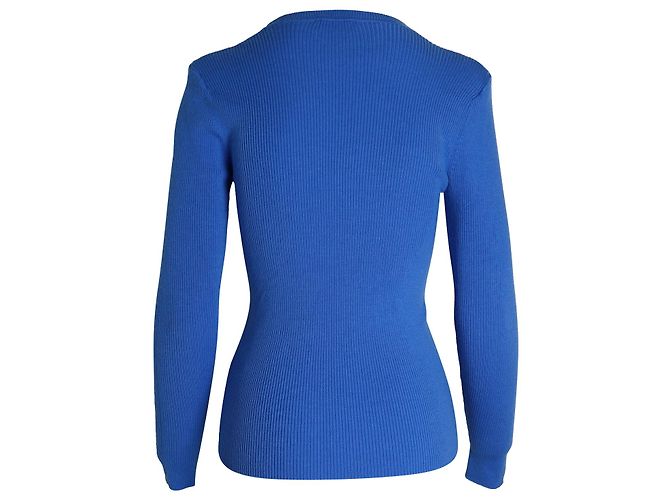 Pull en maille Sandro Paris en acrylique bleu - vue 3
