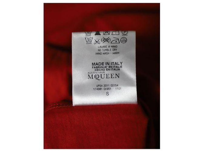 Alexander McQueen Camiseta con estampado de calavera y cuerda en algodón rojo - vista 5