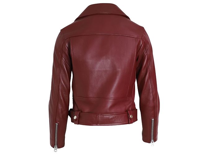 Acne Studios Bikerjacke aus rotem Leder Bordeaux - Ansicht 2