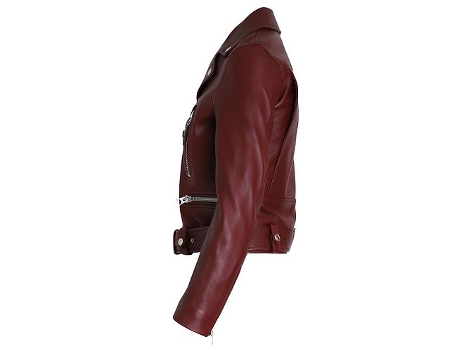 Acne Studios Bikerjacke aus rotem Leder Bordeaux - Ansicht 3