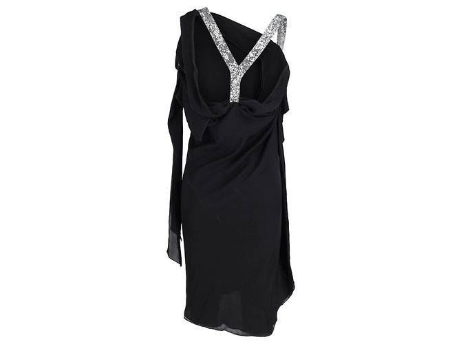 Vestido Assimétrico Roland Mouret em Seda Preta Preto - vista 3