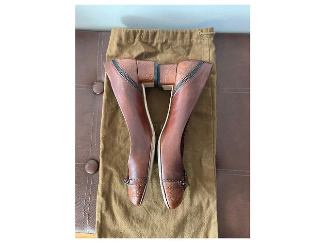 Bailarinas Gucci de piel marrón con monograma Castaño - vista 4