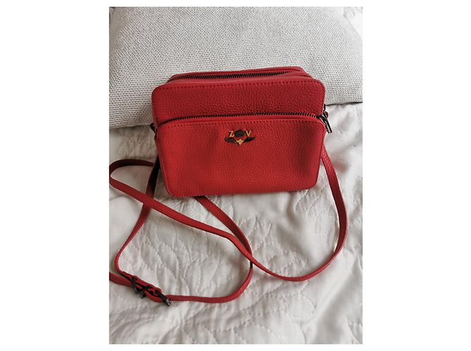 Bolsa camera Zadig & Voltaire em couro granulado vermelho - vista 5