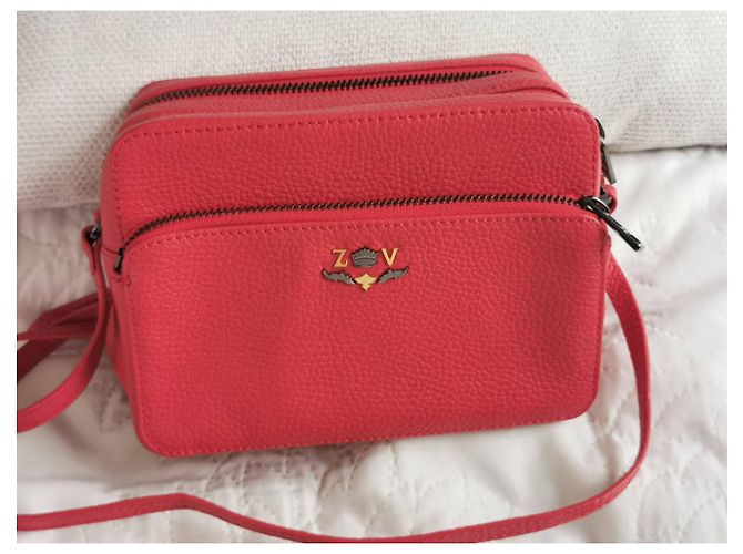 Bolsa camera Zadig & Voltaire em couro granulado vermelho - vista 9