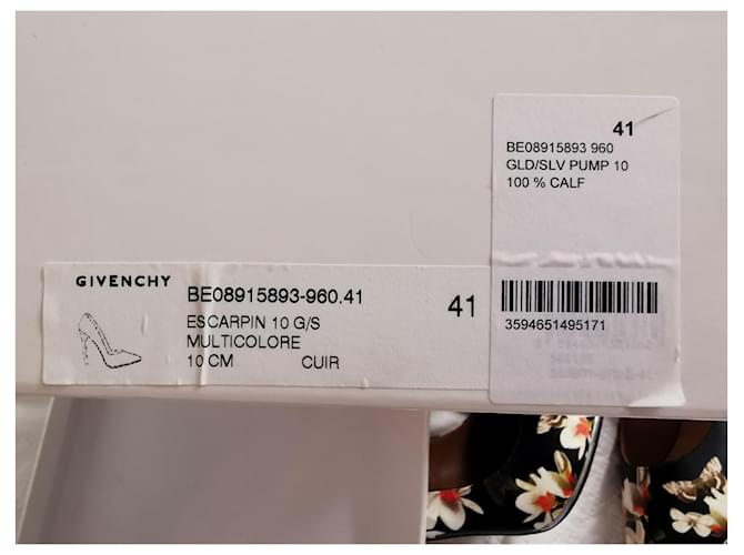 Décolleté Givenchy in pelle nera e floreale Nero Argento Multicolore - vista 17