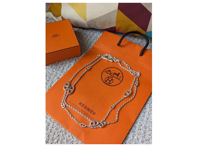Hermès Farandole 120 Collana Lunga cm Argento 925 borsa a scatola H104568B Silver hardware - vista 12