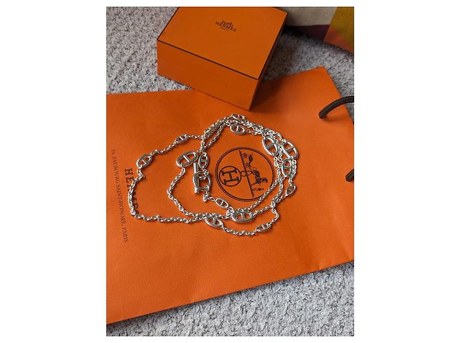Hermès Farandole 120 Collana Lunga cm Argento 925 borsa a scatola H104568B Silver hardware - vista 13