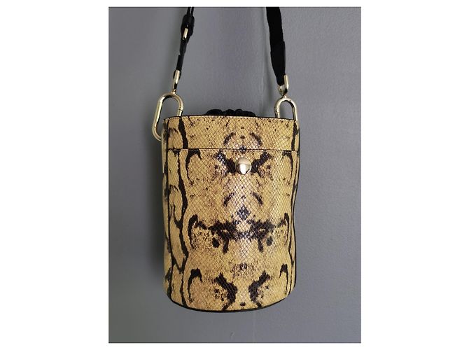 Furla Beuteltasche aus Leder Python Print gelb schwarz Python drucken - Ansicht 12