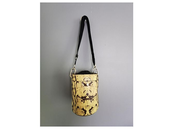 Furla Beuteltasche aus Leder Python Print gelb schwarz Python drucken - Ansicht 13