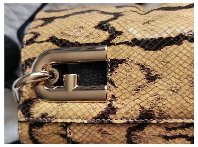 Furla Beuteltasche aus Leder Python Print gelb schwarz Python drucken - Ansicht 15