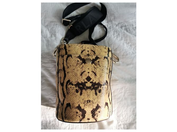 Furla Beuteltasche aus Leder Python Print gelb schwarz Python drucken - Ansicht 16