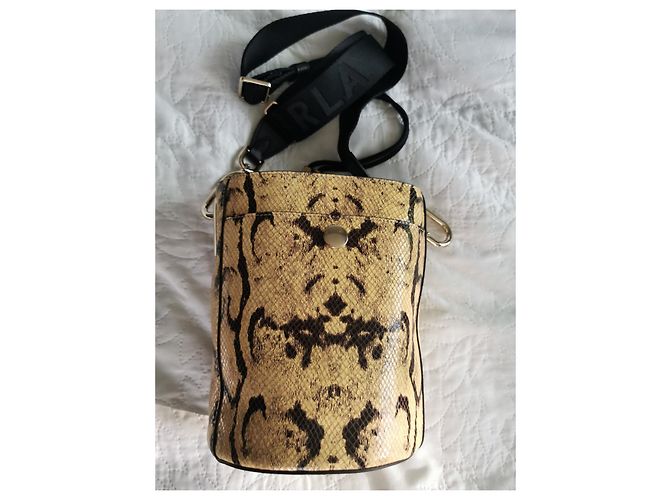 Furla Beuteltasche aus Leder Python Print gelb schwarz Python drucken - Ansicht 3