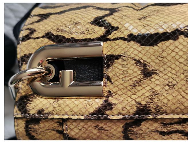 Furla Beuteltasche aus Leder Python Print gelb schwarz Python drucken - Ansicht 7