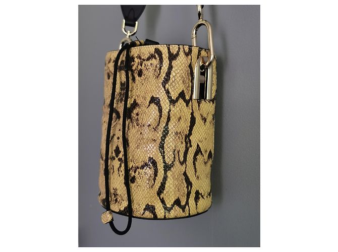 Furla Beuteltasche aus Leder Python Print gelb schwarz Python drucken - Ansicht 9