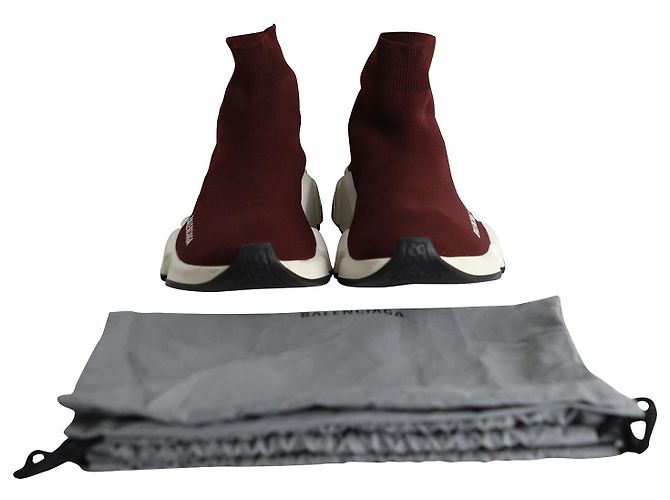 Balenciaga Baskets Speed en Polyester Bordeaux - vue 11