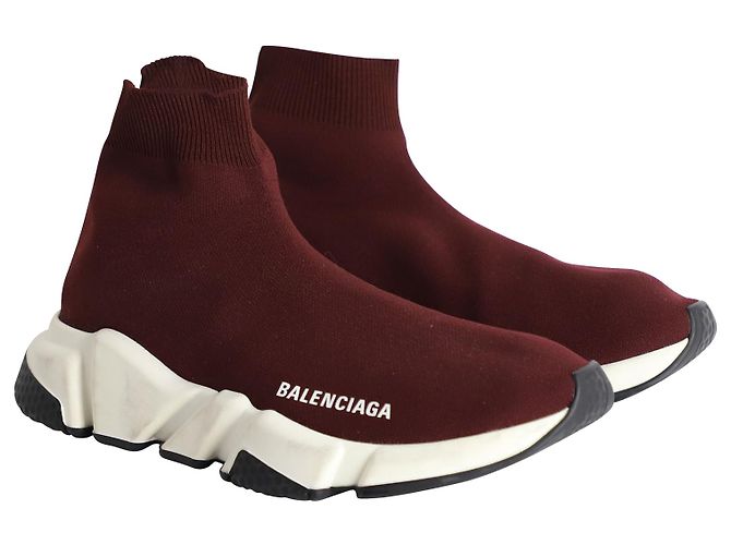 Balenciaga Baskets Speed en Polyester Bordeaux - vue 3