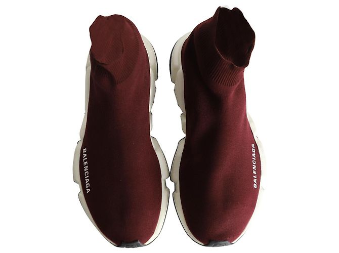 Balenciaga Baskets Speed en Polyester Bordeaux - vue 6